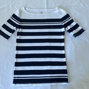 Tommy Hilfiger White and Blue Striped Shirt